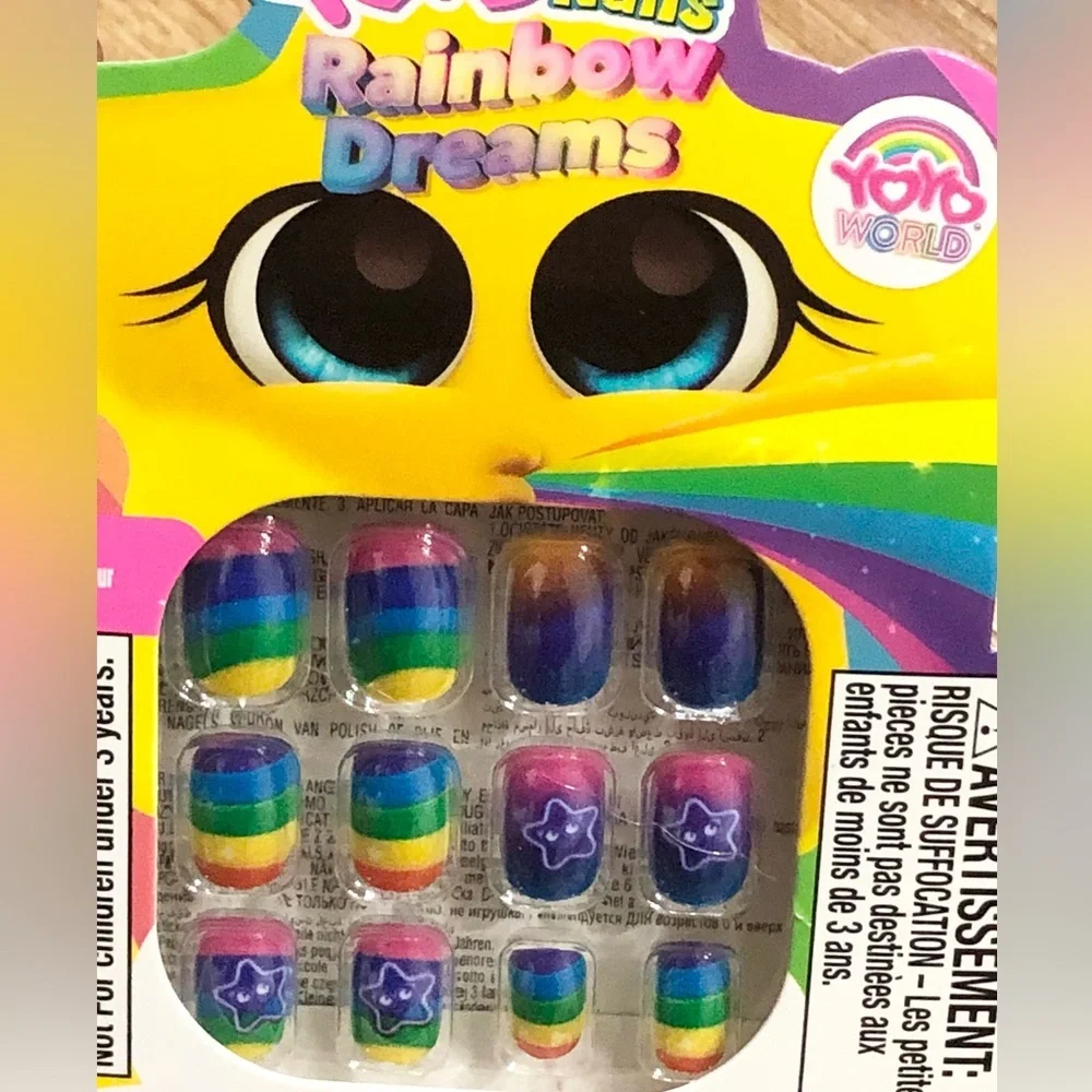 2pack Rainbow dreams little girl press on‎ nail extensions new